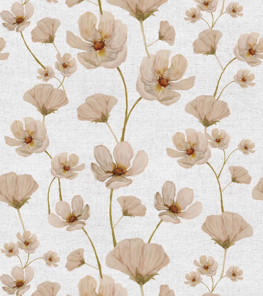 Diseño botanico acuarelas de flores en tono pastel, con fondo texturado.